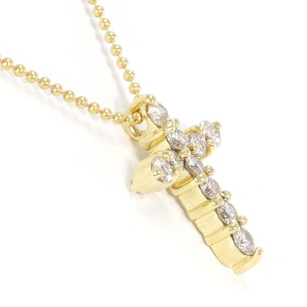 Women's Cross Motif K18 Yellow Gold Necklace with D0.50ct Diamond