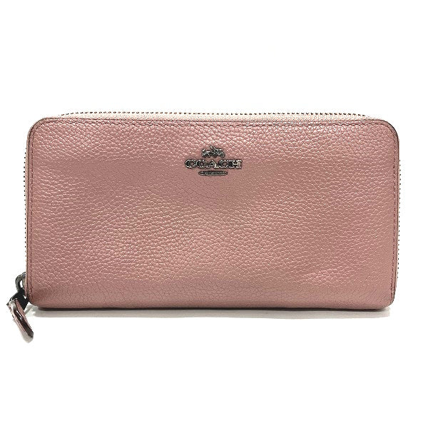 Coach Leather Rose Pink Zip-Around Long Wallet in Good Condition