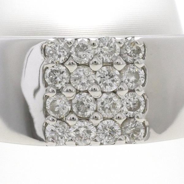 18K White Gold Ring with 0.35ct Diamond, Approximately 7.6g in Weight, Size 11.5