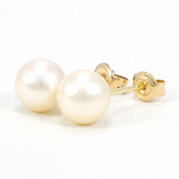 K18 Yellow Gold Pearl Earrings in Excellent Condition