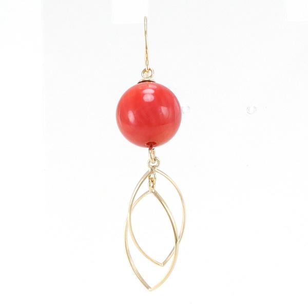 K10 Yellow Gold Coral Earring in Excellent Condition