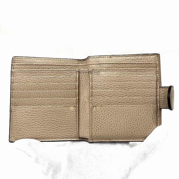 Gucci Calf Leather Double Hook Bifold Long Wallet 598167 in Good Condition