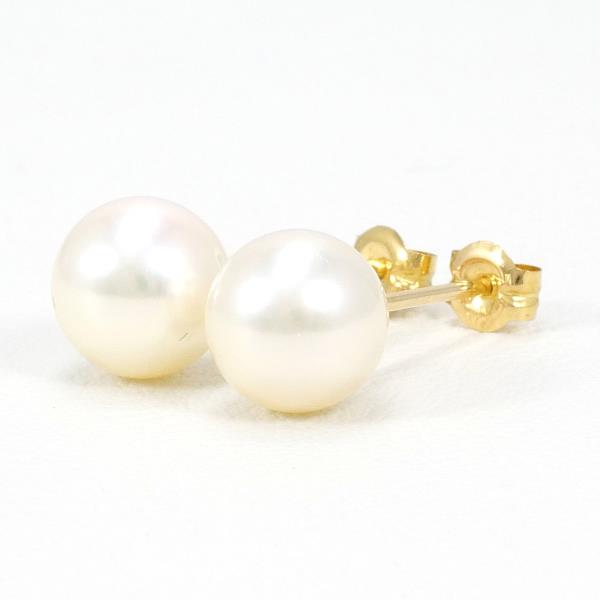 K18 Yellow Gold Pearl Earrings in Great Condition