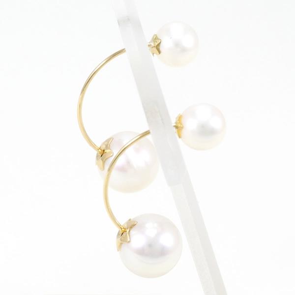 K18 Yellow Gold Pearl Earrings in Great Condition