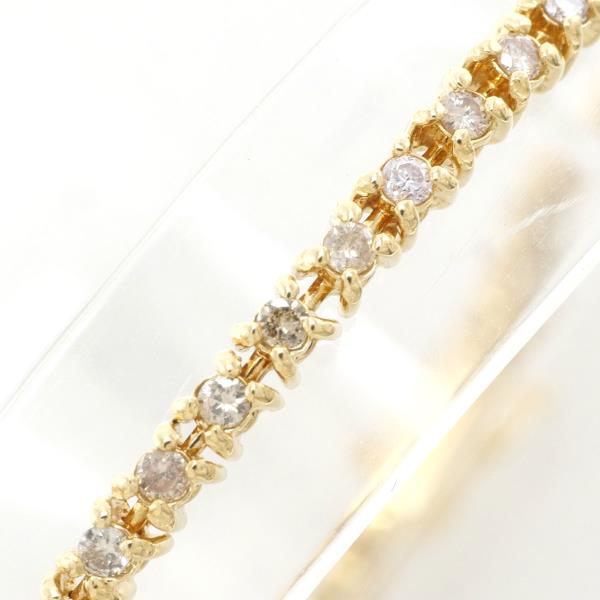 K18 18K Yellow Gold Bracelet with Brown Diamond (1.00 Carat, Weight approx. 6.1g, Length approx. 17.5cm)