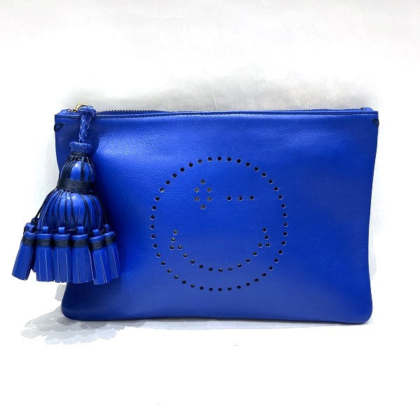 Anya Hindmarch Smiley Fringe Leather Clutch Bag in Great Condition