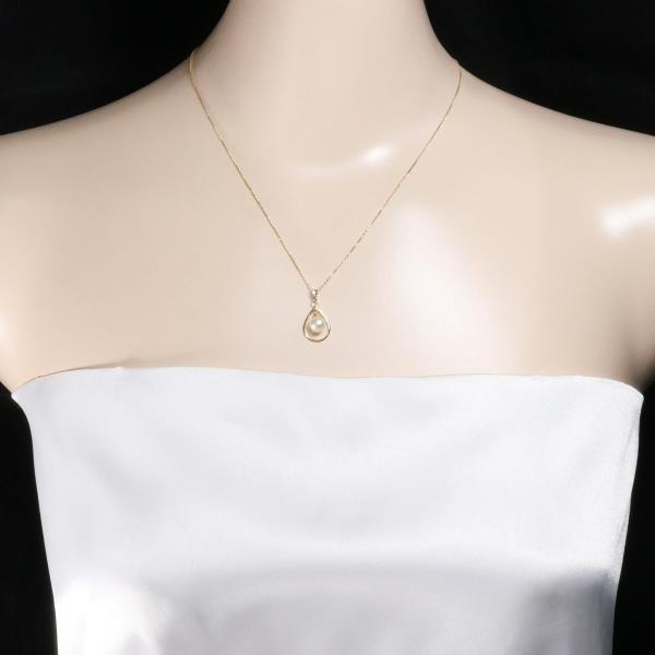 14K Yellow Gold Pearl Necklace in Excellent Condition