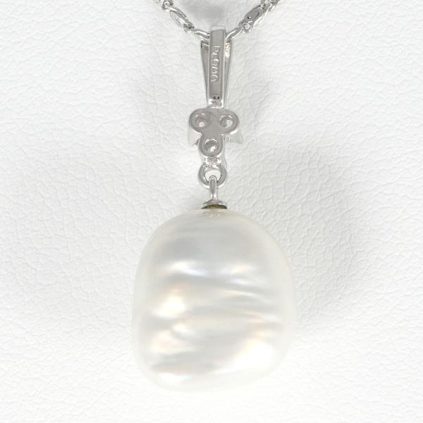 Platinum PT900/PT850 Pearl and Diamond Necklace, Approximately 59cm in Excellent Condition