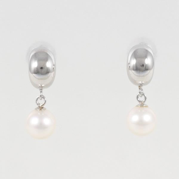 PT850 Platinum Pearl Earrings in Great Condition