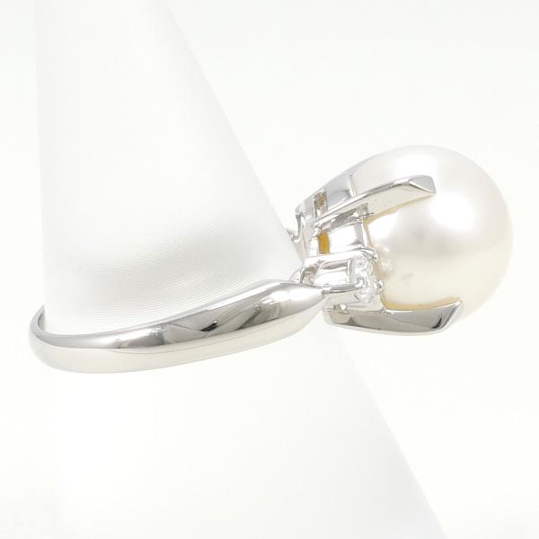 Ladies' Platinum PT900 Ring with Approx 11mm Pearl & 0.21ct Diamond, Size 13, Approximate Total Weight 6.9g, Pre-owned
