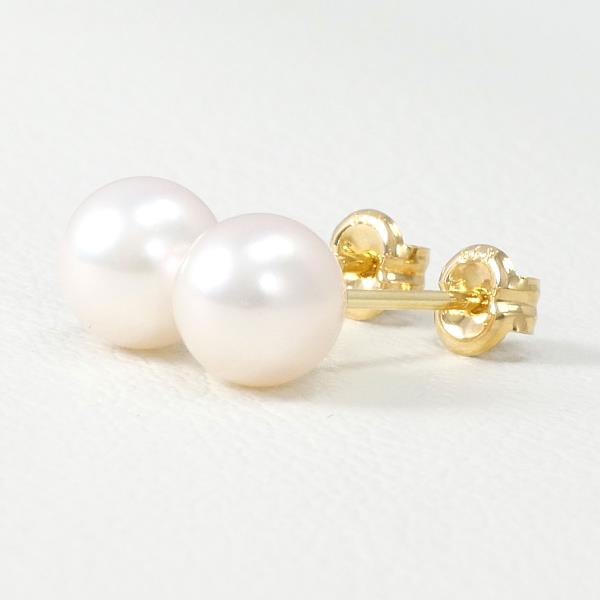 K18 Yellow Gold Pearl Earrings in Great Condition