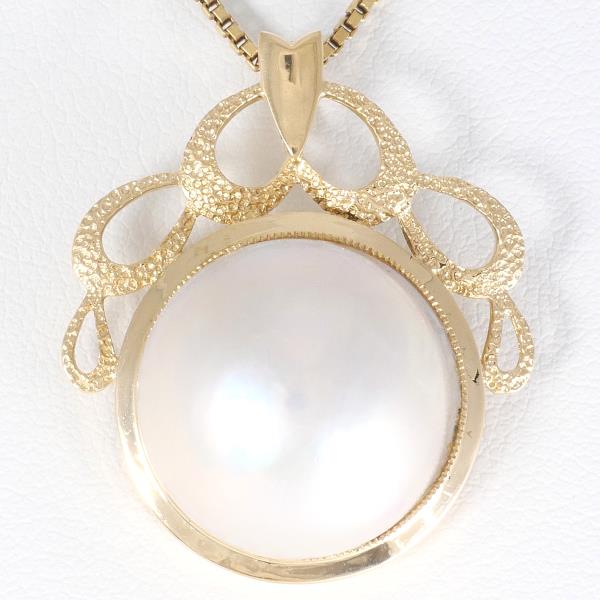 Necklace in K18 Yellow Gold with Mabe Pearl for Women in Excellent Condition