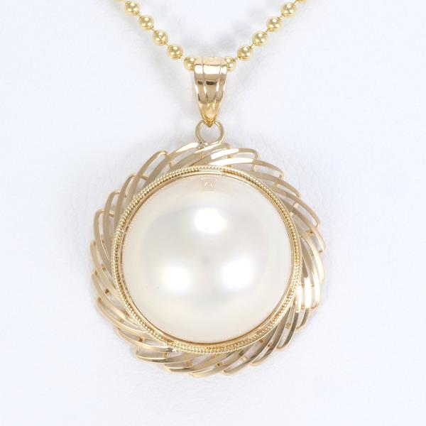 K18 Yellow Gold Mabe Pearl Necklace, ~7.7g total weight, approx. 40cm, Ladies' Used in Excellent Condition