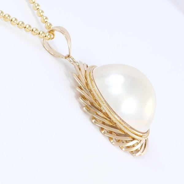 K18 Yellow Gold Mabe Pearl Necklace, ~7.7g total weight, approx. 40cm, Ladies' Used in Excellent Condition