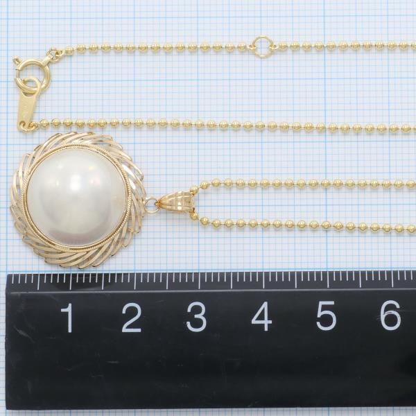 K18 Yellow Gold Mabe Pearl Necklace, ~7.7g total weight, approx. 40cm, Ladies' Used in Excellent Condition