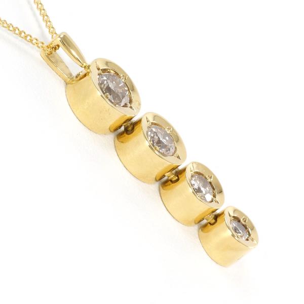 "Yellow Gold K18 18k Necklace with Natural 1.00ct Brown Diamond - Total Weight approx. 4.5g, Length approx. 40cm for Women"