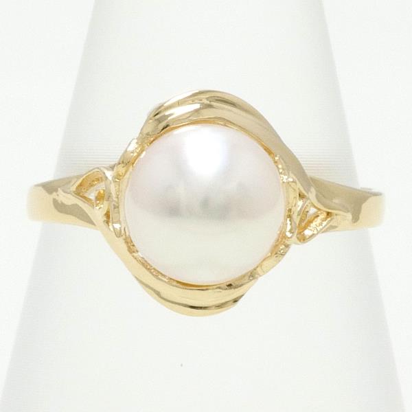 K18 Yellow Gold Pearl Ring 10.5 in Excellent Condition