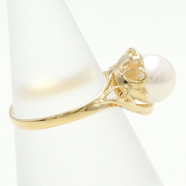 K18 Yellow Gold Pearl Ring 10.5 in Excellent Condition