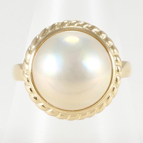 Single Bead Ring with Approx. 16mm Mabe Pearl Set in K18 Yellow Gold, Ring Size 17 in Excellent Condition