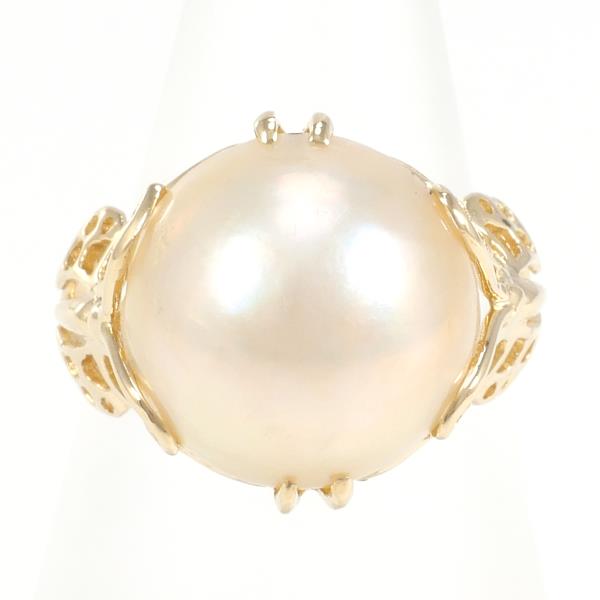 K18 Yellow Gold Pearl Ring 8 in Excellent Condition