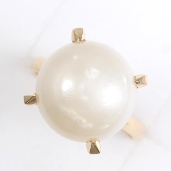 K18 Yellow Gold Pearl Ring 11号 in Excellent Condition