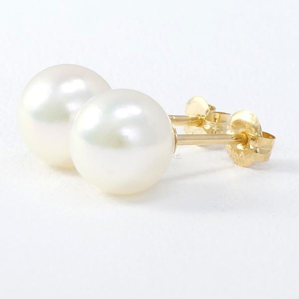 K18 Yellow Gold Pearl Earrings in Great Condition