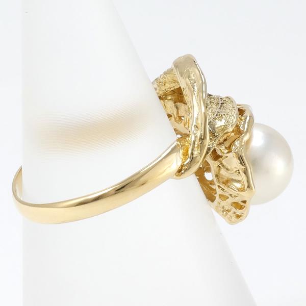 Ladies' 18K Yellow Gold Pearl Ring, Size 11.5, with Approximately 7mm Pearl, Weighs Approximately 4.8g