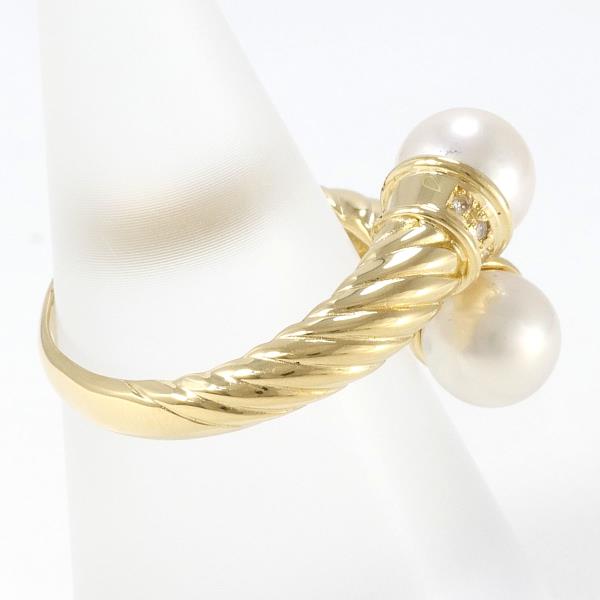 18K Yellow Gold Size 14.5 Ring ( Pearl, Diamond 0.03ct, 7mm Pearl, 6.0g Total Weight) - 18K Yellow Gold, Pearl, and Diamond Men's Jewelry