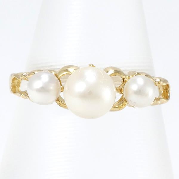 K18 Yellow Gold Pearl Ring 7 in Excellent Condition