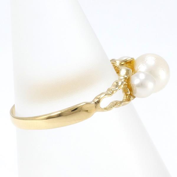 K18 Yellow Gold Pearl Ring 7 in Excellent Condition