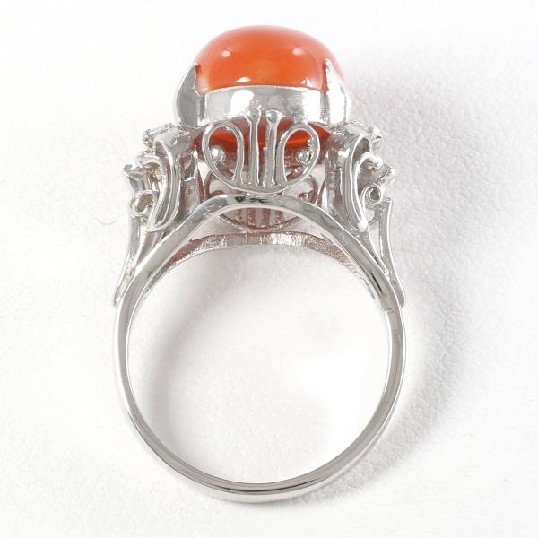 Pm900 Women's Ring with Coral and Diamond, Size 8, 6.6g Total Weight