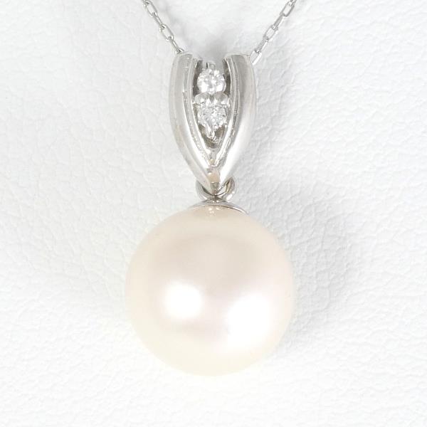 PT900 Platinum PT850 Necklace with Pearl and Diamond in Excellent Condition