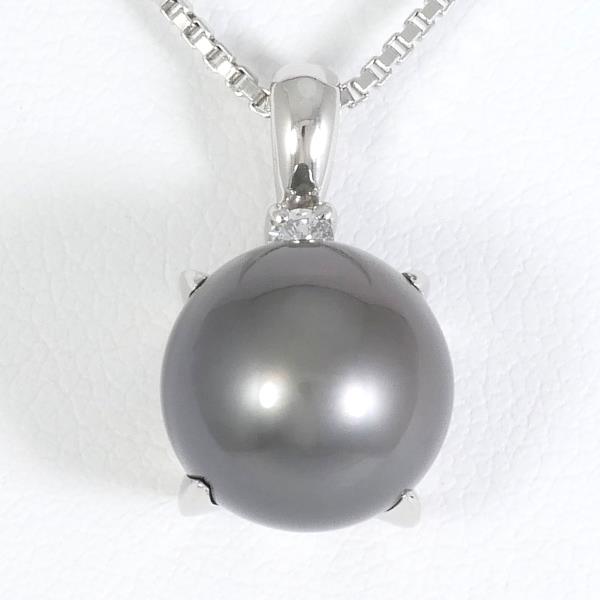 PT850 Platinum Necklace (Pearl, Diamond 0.05ct, 8.1g Total Weight, 39cm) - Platinum, Pearl, and Diamond Women's Jewelry in Excellent Condition