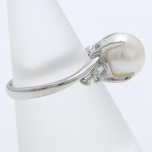 PT900 Platinum, Pearl and Diamond Ring, Ring Size 12, Pearl Approx. 9mm, 0.13 Ct Diamond, Total Weight Approx. 5.7g in Excellent Condition