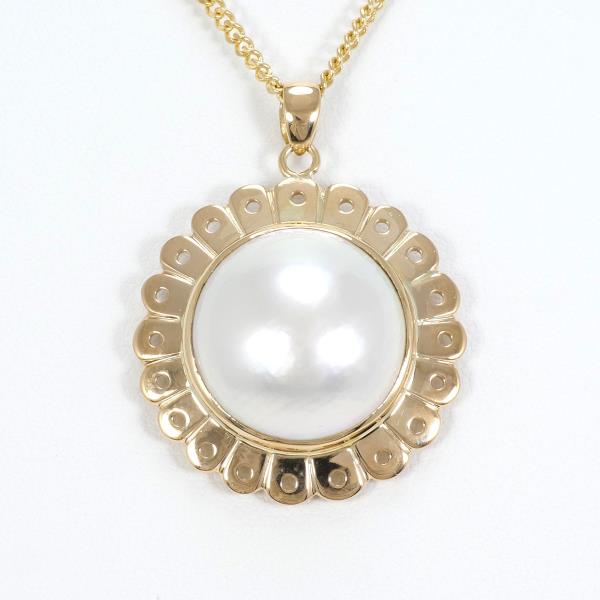 K18 Yellow Gold Necklace with Mabe Pearl in Excellent Condition