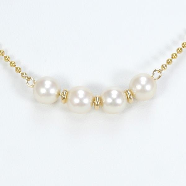 "4P Design Necklace in K18 Yellow Gold with Pearl, Gold for Women"