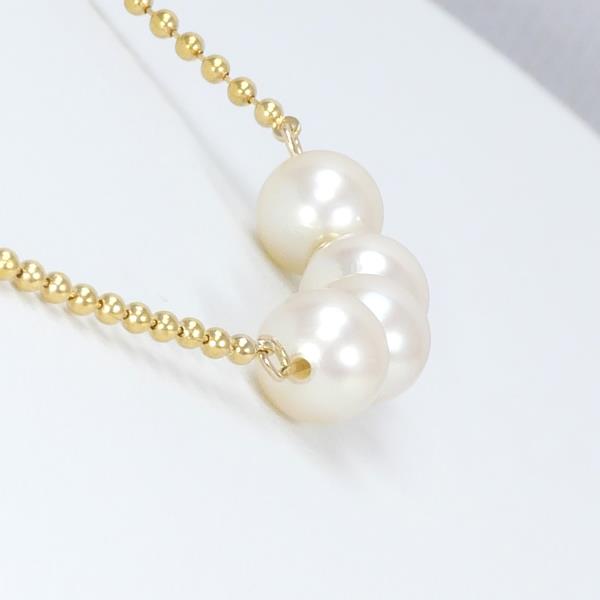 "4P Design Necklace in K18 Yellow Gold with Pearl, Gold for Women"