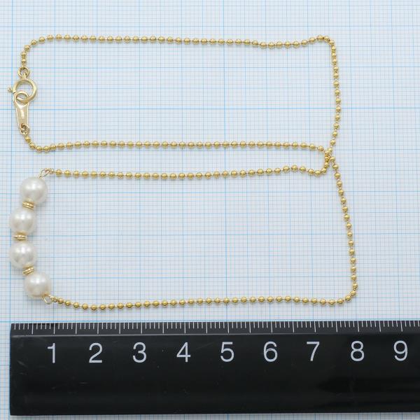 "4P Design Necklace in K18 Yellow Gold with Pearl, Gold for Women" in Excellent Condition