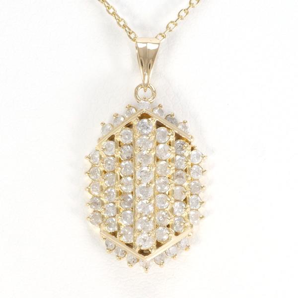 18K Yellow Gold Diamond Necklace, 1.05 Diamond Size, 3.8g Total Weight, approx 40cm, Women's Jewelry in Excellent Condition