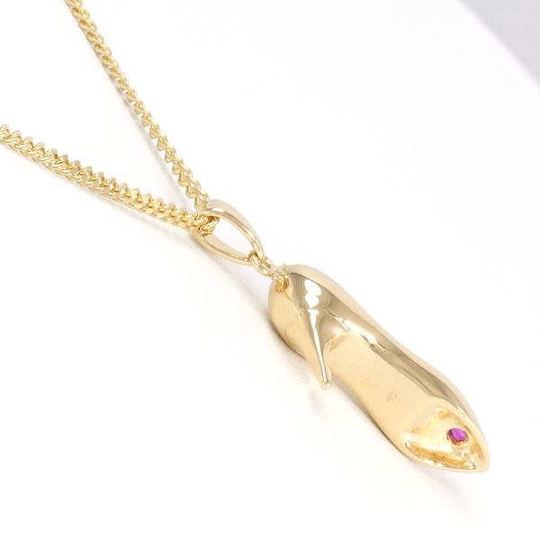 "Heel Motif Necklace in K18 Yellow Gold with Ruby, Gold for Women"