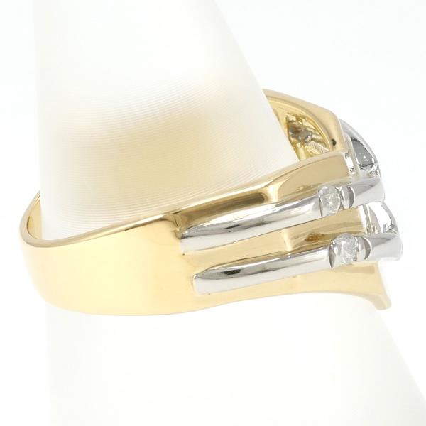 "Unique Design Ring with D0.12ct Diamond in K18 Yellow Gold, Size 10.5 for Women"