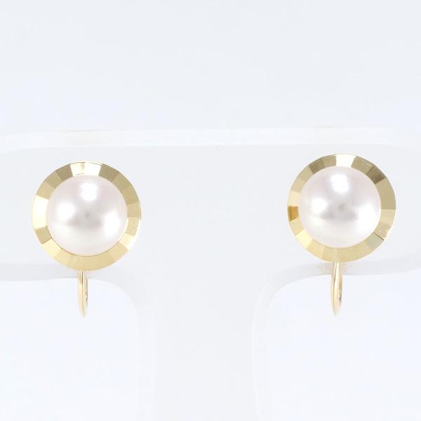 K18 Yellow Gold Pearl Earrings in Excellent Condition