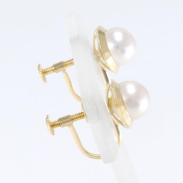 K18 Yellow Gold Pearl Earrings in Excellent Condition