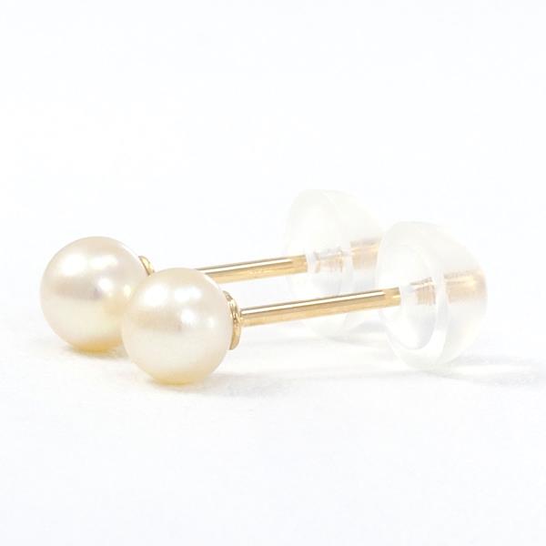 K18 Yellow Gold Pearl Earrings 0.3g in Excellent Condition