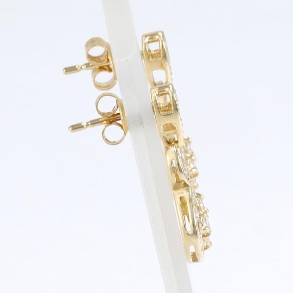 K18 Yellow Gold & Diamond Earrings – Total Weight Approx. 2.8g, 0.20ct ×2 Diamond, Gold, For Women