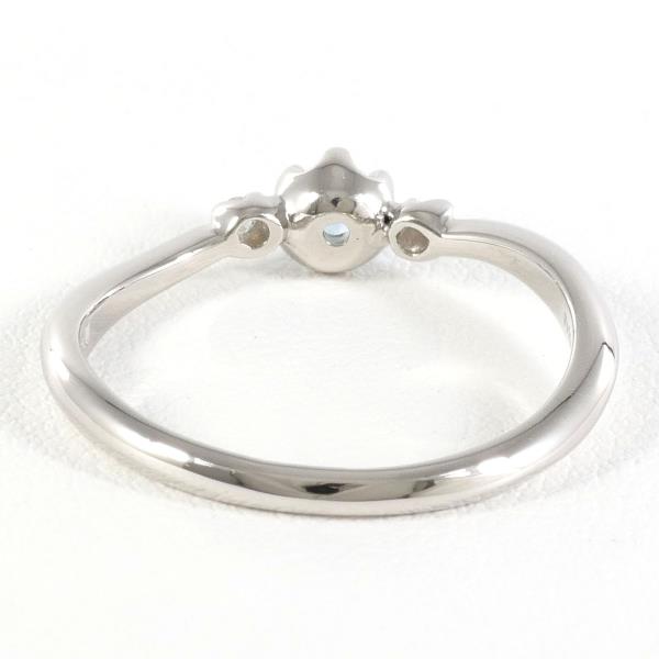 Bon Marche PT900 Platinum Ring with Blue Topaz and Diamond in Excellent Condition