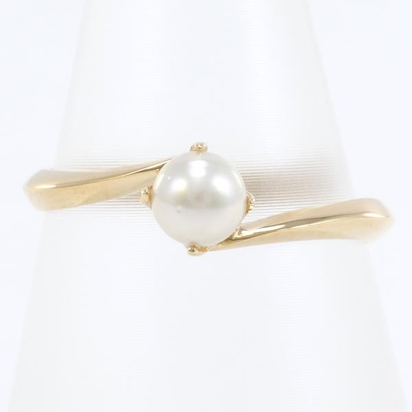 K18 Yellow Gold Pearl Ring Size 8 in Excellent Condition