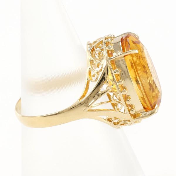 18K Yellow Gold Ring with 9.69 Carat Citrine, Size 12, Weighs Approx 5.5g