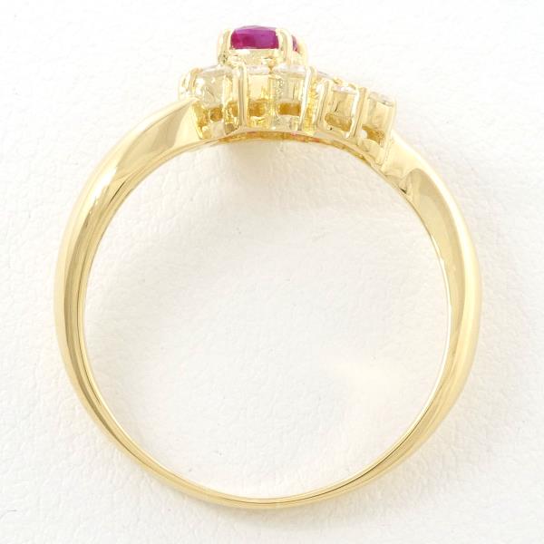 K18 18-Karat Yellow-Gold Ruby and Diamond Ring Size 16, 0.33ct Weight 2.9g (Pre-Owned)