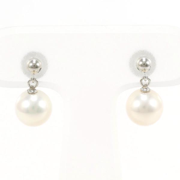 PT900 Platinum Pearl Earrings in Excellent Condition